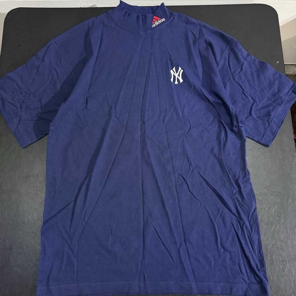 New York Yankees Mock Neck Turtleneck Adidas MLB Official Vintage 90s Men's L